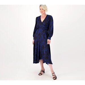 Susan Grave Occasions Reg Printed Woven Jacquard Wrap Dress Beaming Blue Small